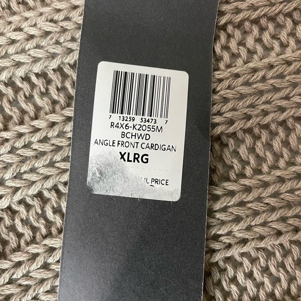Eileen Fisher Angle Front Cardigan Tan Wheat Open Knit Size XL Neutral Lagenlook - Picture 4 of 6